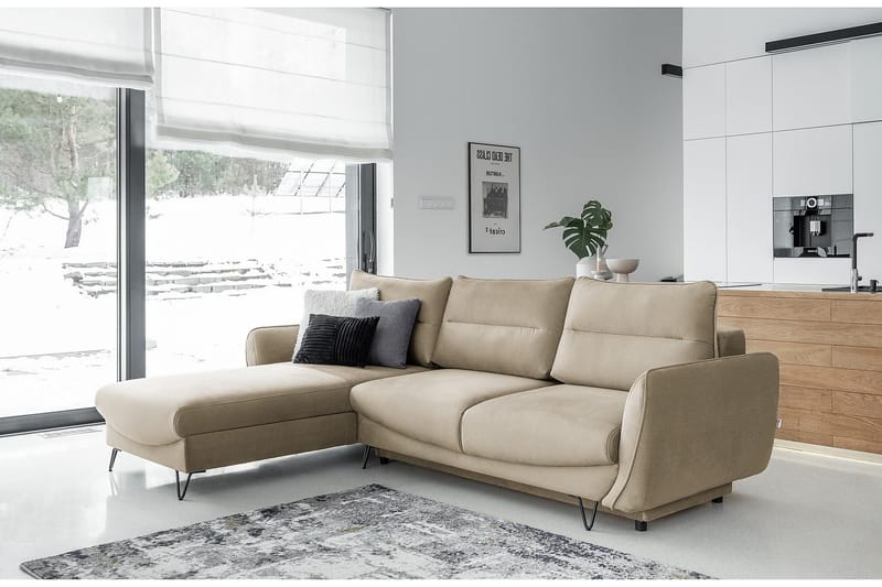 SAROSH Bäddsoffa m. Divan Förvaring Beige - Möbler - Vardagsrum - Bäddsoffor