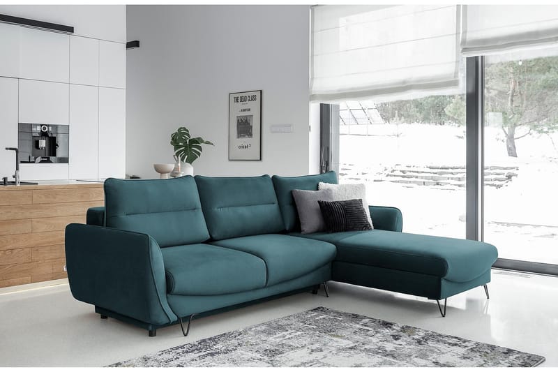 SAROSH Bäddsoffa m. Divan Förvaring Blå - Möbler - Vardagsrum - Bäddsoffor