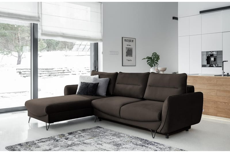 SAROSH Bäddsoffa m. Divan Förvaring Brun - Möbler - Vardagsrum - Bäddsoffor