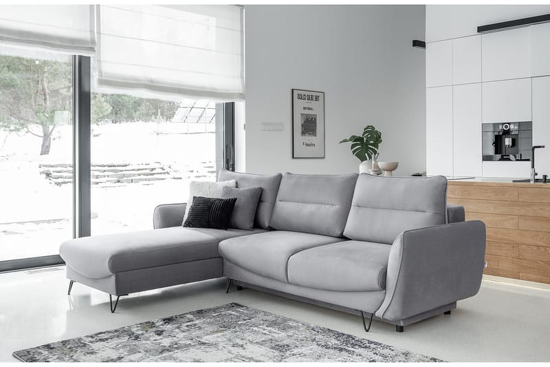 SAROSH Bäddsoffa m. Divan Förvaring Grå - Möbler - Vardagsrum - Bäddsoffor
