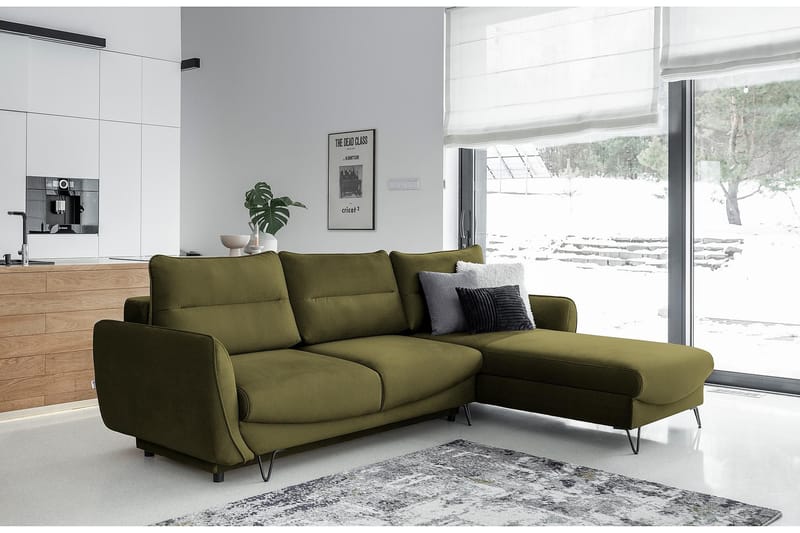 SAROSH Bäddsoffa m. Divan Förvaring Grön - Möbler - Vardagsrum - Bäddsoffor