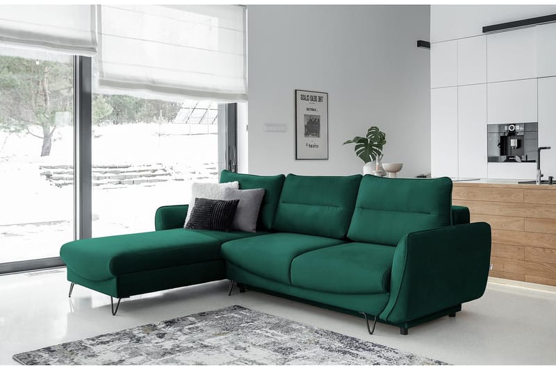 SAROSH Bäddsoffa m. Divan Förvaring Grön - Möbler - Vardagsrum - Bäddsoffor