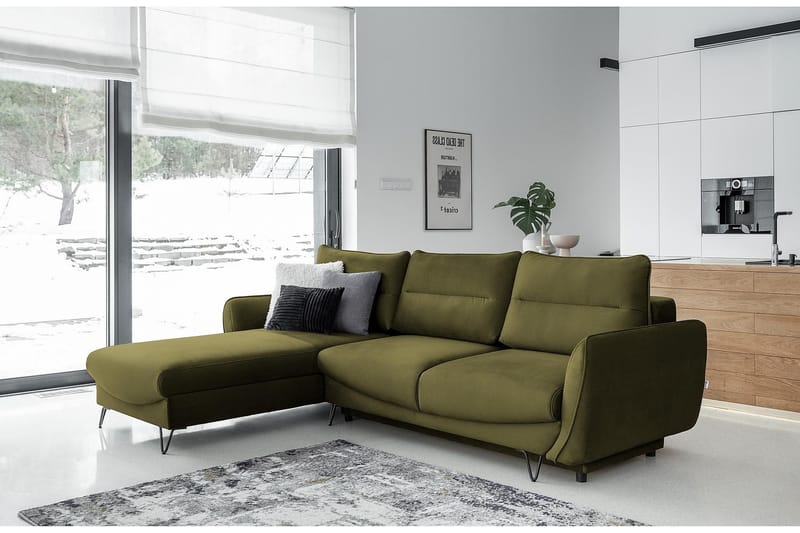 SAROSH Bäddsoffa m. Divan Förvaring Grön - Möbler - Vardagsrum - Bäddsoffor