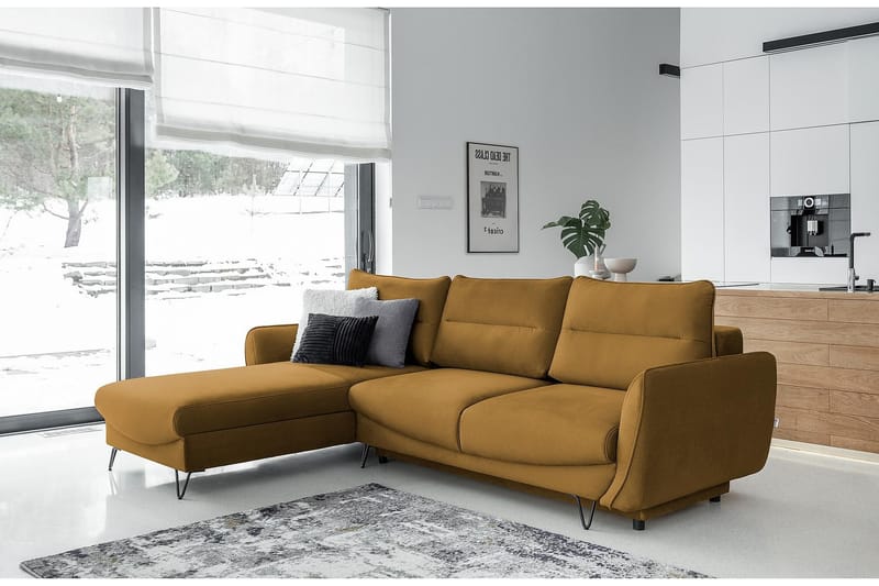 SAROSH Bäddsoffa m. Divan Förvaring Gul - Möbler - Vardagsrum - Bäddsoffor