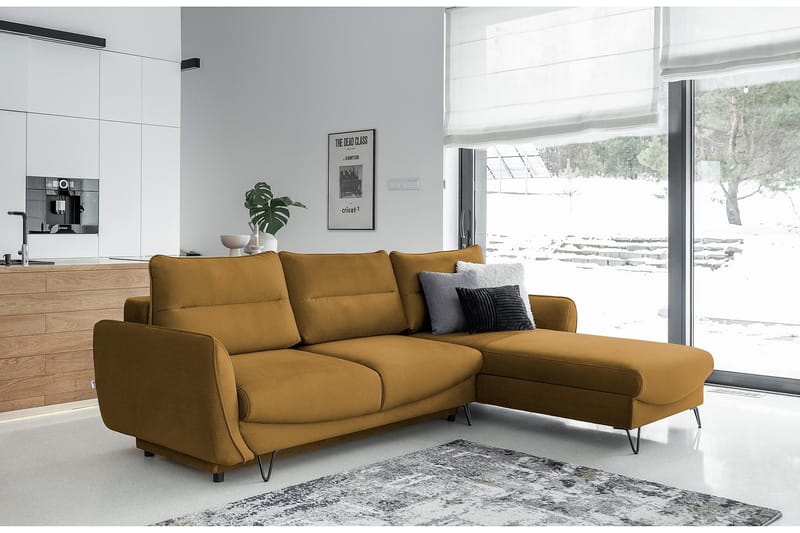 SAROSH Bäddsoffa m. Divan Förvaring Gul - Möbler - Vardagsrum - Bäddsoffor