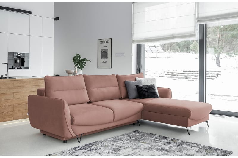 SAROSH Bäddsoffa m. Divan Förvaring Ljusrosa - Möbler - Vardagsrum - Bäddsoffor