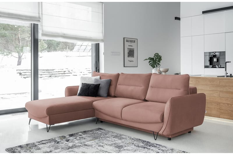 SAROSH Bäddsoffa m. Divan Förvaring Ljusrosa - Möbler - Vardagsrum - Bäddsoffor