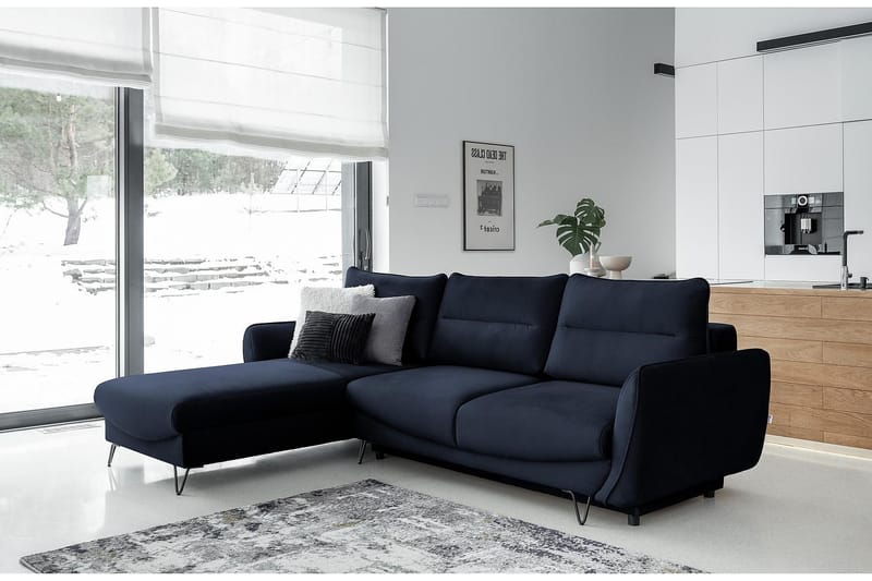 SAROSH Bäddsoffa m. Divan Förvaring Mörkblå - Möbler - Vardagsrum - Bäddsoffor