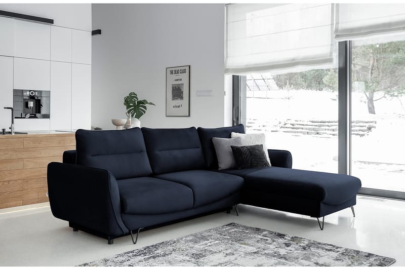 SAROSH Bäddsoffa m. Divan Förvaring Mörkblå - Möbler - Vardagsrum - Bäddsoffor