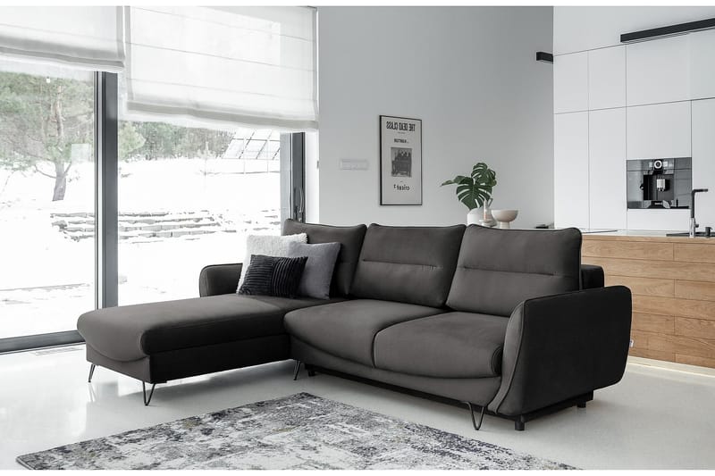 SAROSH Bäddsoffa m. Divan Förvaring Mörkgrå - Möbler - Vardagsrum - Bäddsoffor