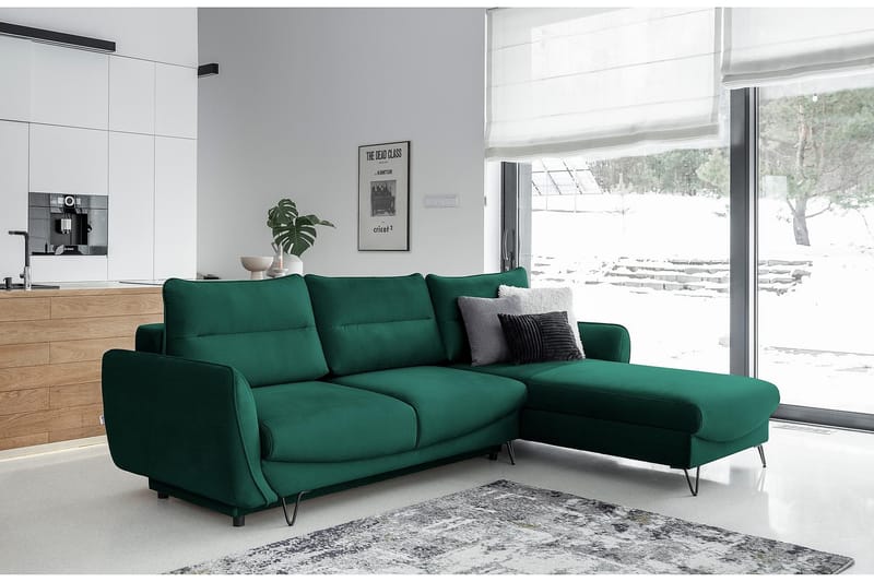 SAROSH Bäddsoffa m. Divan Förvaring Mörkgrön - Möbler - Vardagsrum - Bäddsoffor