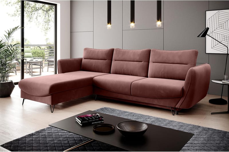 SAROSH Bäddsoffa m. Divan Förvaring Rosa - Möbler - Vardagsrum - Bäddsoffor