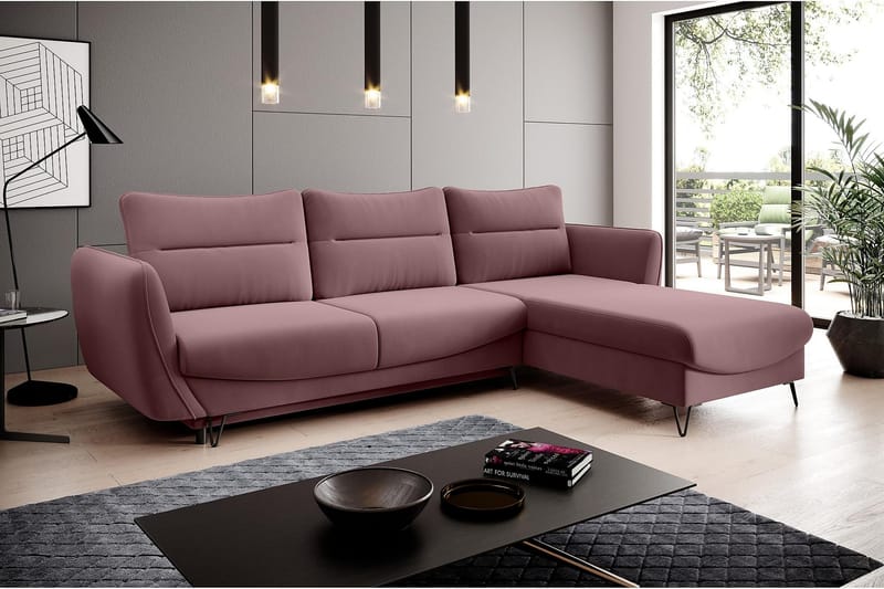 SAROSH Bäddsoffa m. Divan Förvaring Rosa - Möbler - Vardagsrum - Bäddsoffor