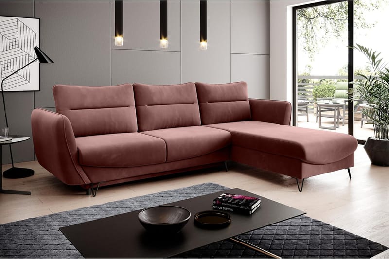 SAROSH Bäddsoffa m. Divan Förvaring Rosa - Möbler - Vardagsrum - Bäddsoffor