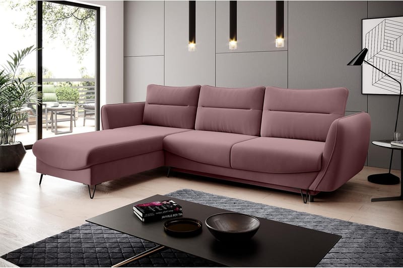 SAROSH Bäddsoffa m. Divan Förvaring Rosa - Möbler - Vardagsrum - Bäddsoffor