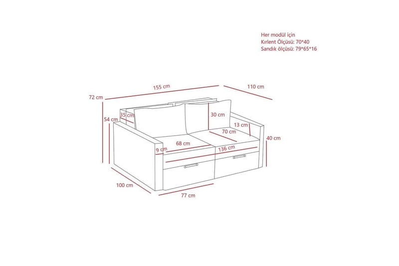 Savra Bäddsoffa med Divan 2-sits - Antracit - Möbler - Vardagsrum - Bäddsoffor
