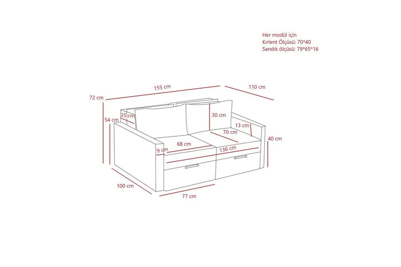 Savra Bäddsoffa med Divan 2-sits - Antracit - Möbler - Vardagsrum - Bäddsoffor