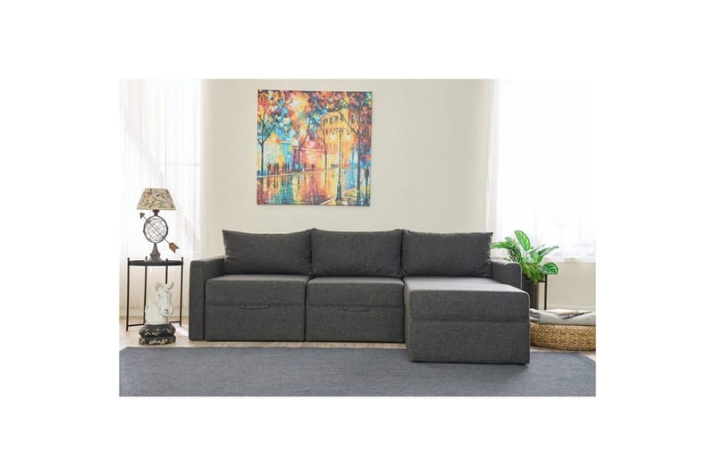 Savra Bäddsoffa med Divan 3-sits - Antracit - Möbler - Vardagsrum - Bäddsoffor - Hörnbäddsoffa