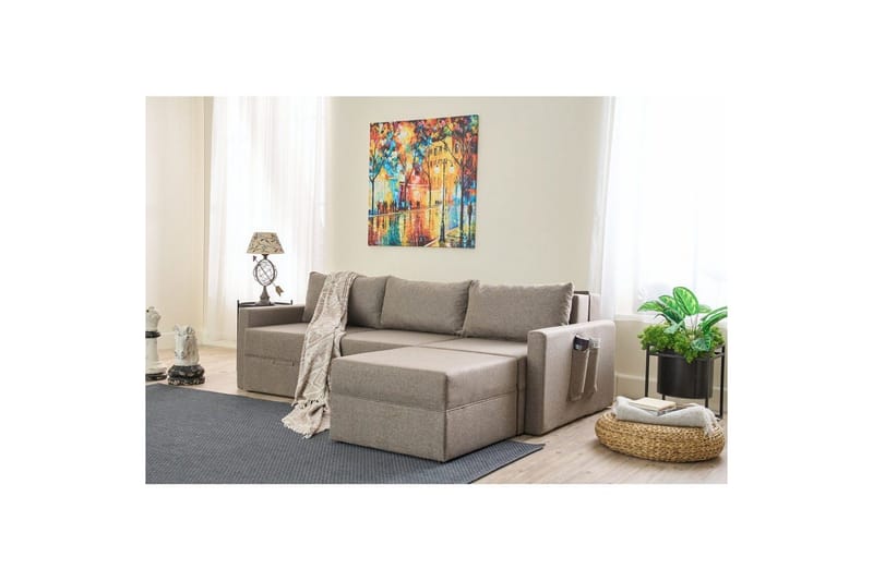 Savra Bäddsoffa med Divan 3-sits - Brun - Möbler - Vardagsrum - Bäddsoffor - Hörnbäddsoffa