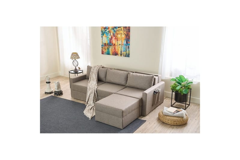 Savra Bäddsoffa med Divan 3-sits - Brun - Möbler - Vardagsrum - Bäddsoffor - Hörnbäddsoffa