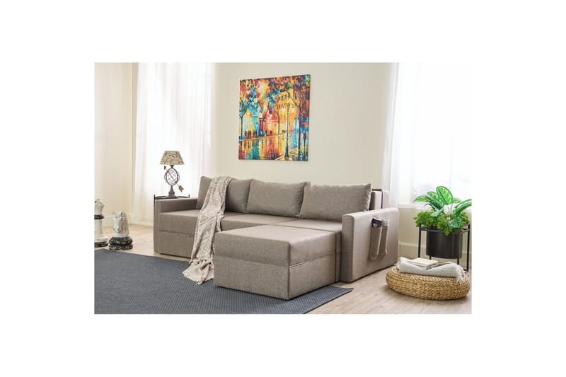 Savra Bäddsoffa med Divan 3-sits - Brun - Möbler - Vardagsrum - Bäddsoffor - Hörnbäddsoffa