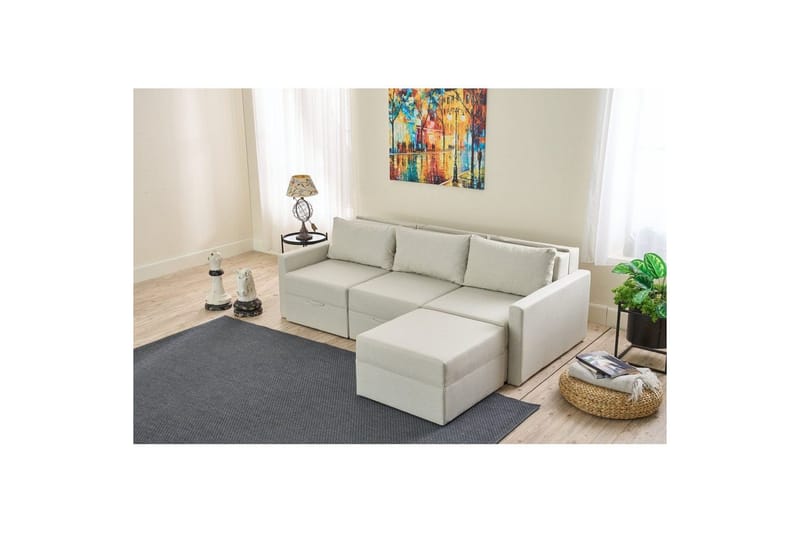 Savra Bäddsoffa med Divan 3-sits - Cream - Möbler - Vardagsrum - Bäddsoffor - Hörnbäddsoffa