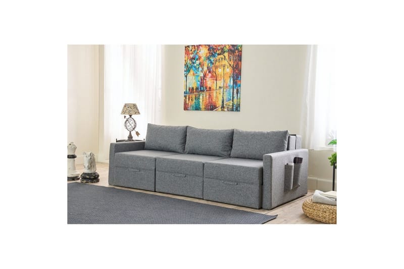 Savra Bäddsoffa med Divan 3-sits - Grå - Möbler - Vardagsrum - Bäddsoffor - Hörnbäddsoffa
