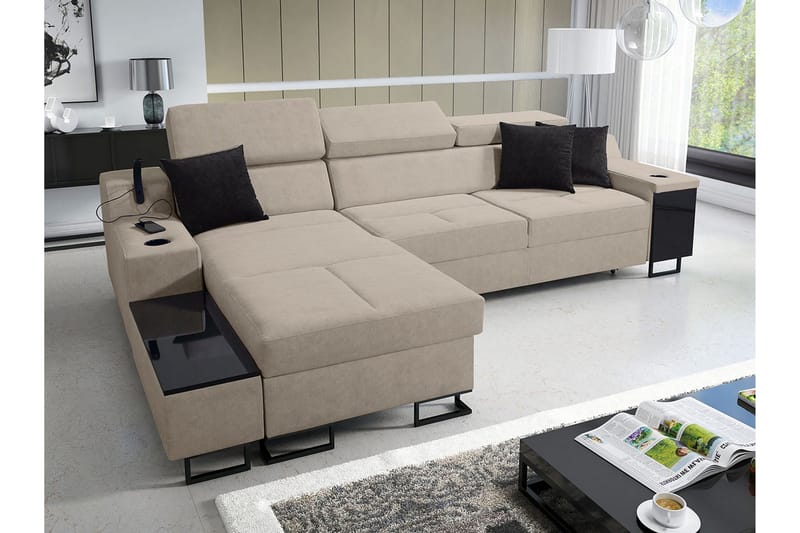 Seginus Bäddsoffa m. Divan Förvaring 3-sits 226x127 - Beige - Möbler - Vardagsrum - Bäddsoffor
