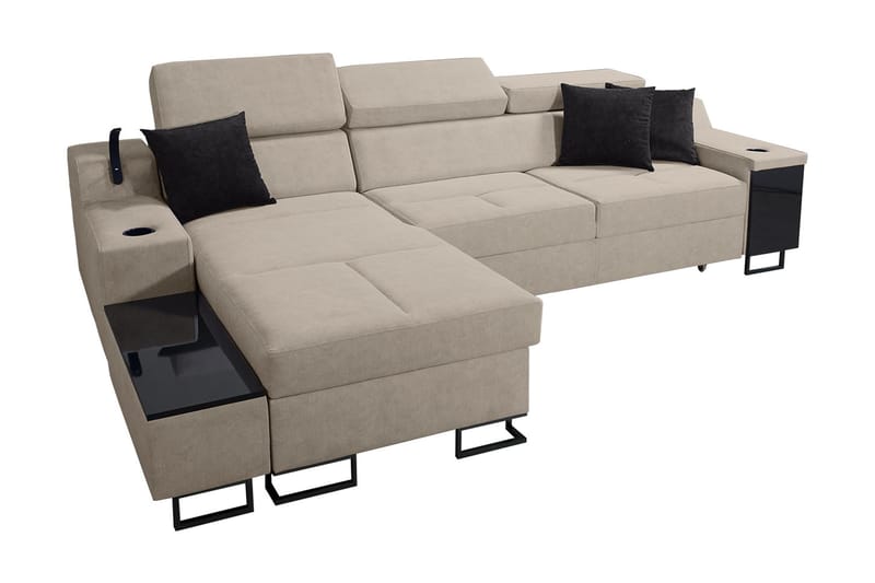 Seginus Bäddsoffa m. Divan Förvaring 3-sits 226x127, Beige