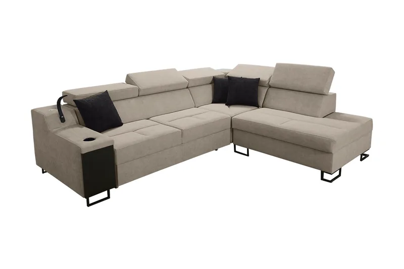 Seginus Bäddsoffa m. Schäslong 3-sits 210x127 - Beige - Möbler - Vardagsrum - Bäddsoffor
