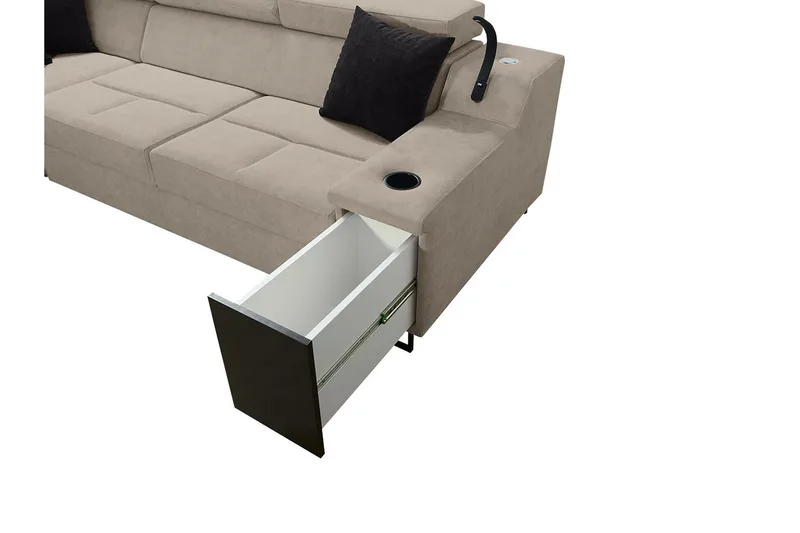 Seginus Bäddsoffa m. Schäslong 3-sits 210x127 - Beige - Möbler - Vardagsrum - Bäddsoffor