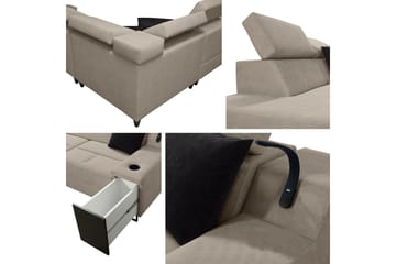 Seginus Bäddsoffa m. Schäslong 3-sits 210x127 - Rosa - Möbler - Vardagsrum - Bäddsoffor
