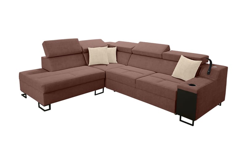 Seginus Bäddsoffa m. Schäslong 3-sits 210x127 - Rosa - Möbler - Vardagsrum - Bäddsoffor
