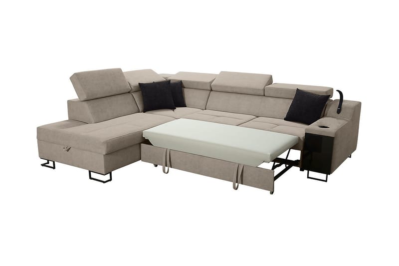 Seginus Bäddsoffa m. Schäslong 3-sits 210x127 - Svart - Möbler - Vardagsrum - Bäddsoffor