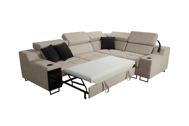 Seginus Hörnbäddsoffa 4-sits 210x127 - Beige - Möbler - Vardagsrum - Bäddsoffor - Hörnbäddsoffa