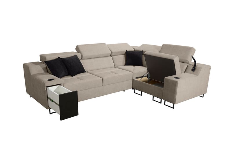 Seginus Hörnbäddsoffa 4-sits 210x127 - Beige - Möbler - Vardagsrum - Bäddsoffor - Hörnbäddsoffa