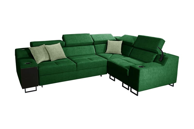 Seginus Hörnbäddsoffa 4-sits 210x127 - Grön - Möbler - Vardagsrum - Bäddsoffor - Hörnbäddsoffa