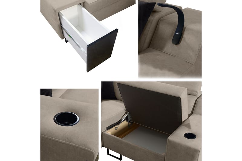 Seginus Hörnbäddsoffa 4-sits 210x127 - Svart - Möbler - Vardagsrum - Bäddsoffor - Hörnbäddsoffa