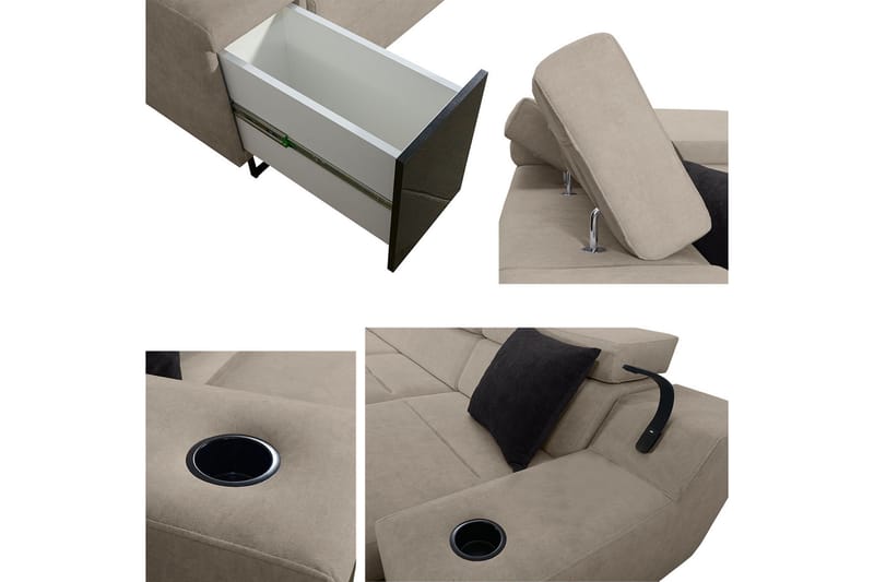Seginus Hörnbäddsoffa m. Divan 5-sits 268x127 - Beige - Möbler - Vardagsrum - Bäddsoffor - Hörnbäddsoffa