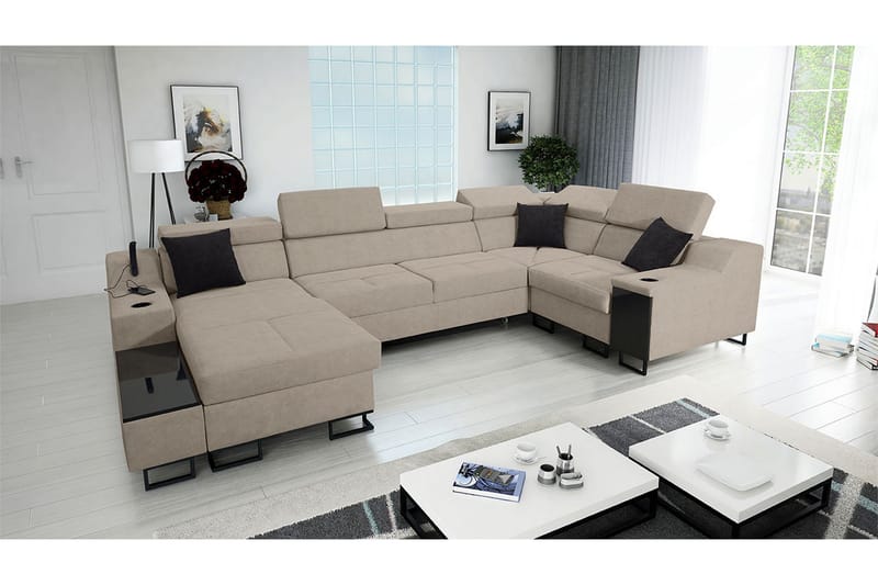 Seginus Hörnbäddsoffa m. Divan 5-sits 268x127 - Beige - Möbler - Vardagsrum - Bäddsoffor - Hörnbäddsoffa