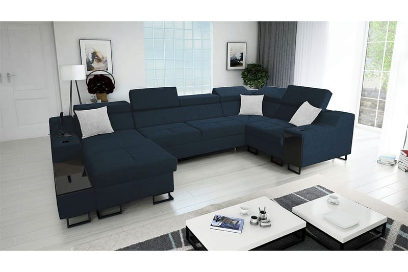 Seginus Hörnbäddsoffa m. Divan 5-sits 268x127 - Blå - Möbler - Vardagsrum - Bäddsoffor - Hörnbäddsoffa
