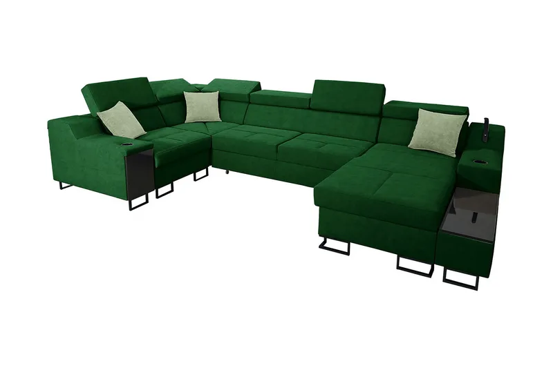 Seginus Hörnbäddsoffa m. Divan 5-sits 268x127 - Grön - Möbler - Vardagsrum - Bäddsoffor - Hörnbäddsoffa