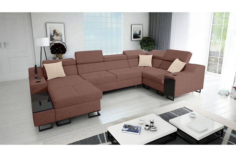 Seginus Hörnbäddsoffa m. Divan 5-sits 268x127 - Rosa - Möbler - Vardagsrum - Bäddsoffor - Hörnbäddsoffa