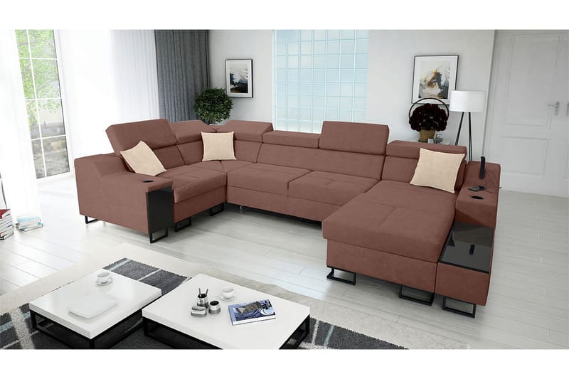 Seginus Hörnbäddsoffa m. Divan 5-sits 268x127 - Rosa - Möbler - Vardagsrum - Bäddsoffor - Hörnbäddsoffa