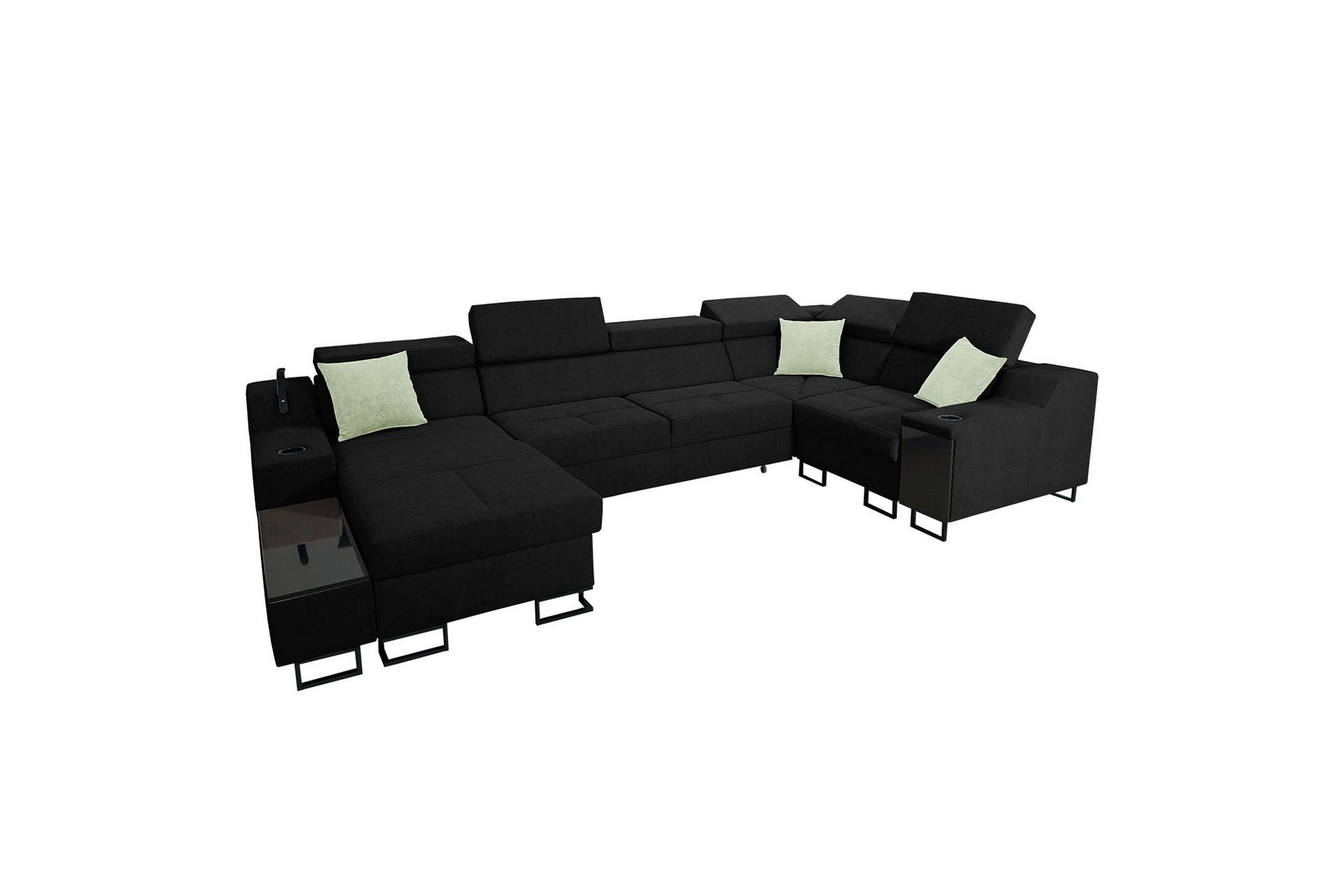 Seginus H&ouml;rnb&auml;ddsoffa m. Divan 5-sits 268x127 - Svart