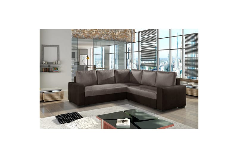 Sektion Eltap Canis 235x235x89 cm - Monolith 09, Monolith 29, Mörkbeige, Brun - Möbler - Vardagsrum - Bäddsoffor - Hörnbäddsoffa