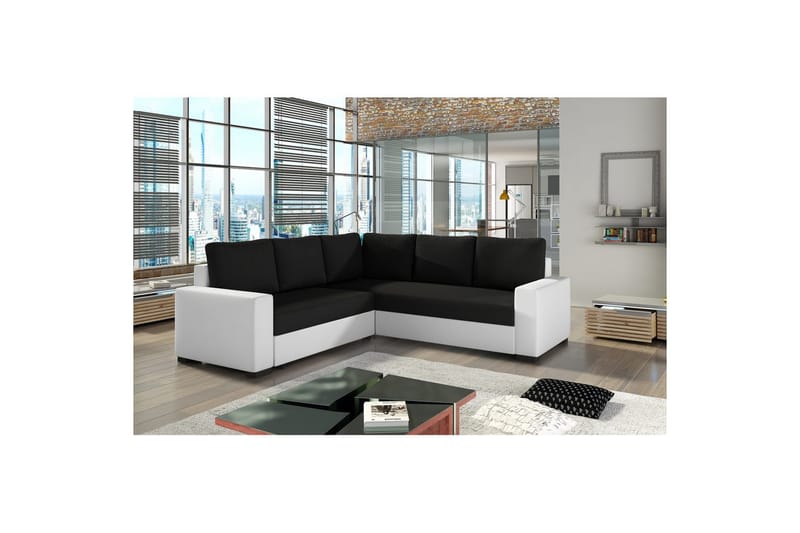 Sektion Eltap Canis 235x235x89 cm - Sawana 14, Soft 17, Svart, Vit - Möbler - Vardagsrum - Bäddsoffor - Hörnbäddsoffa