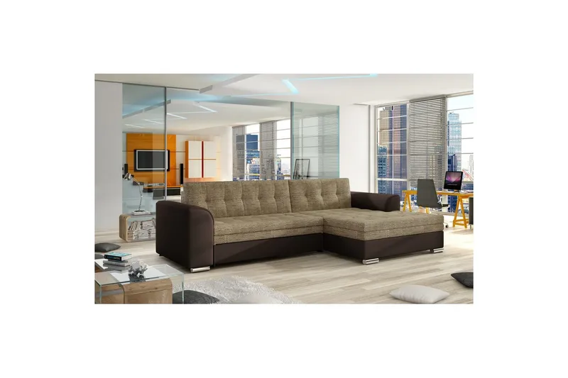 Sektion Eltap Conforti 275x165x78 cm - Berlin 03, Soft 66, Beige, Mörkbrun, Höger - Möbler - Vardagsrum - Bäddsoffor