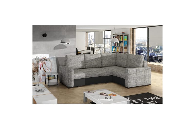 Sektion Eltap Corona 235x162x90 cm - Berlin 01, Soft 11, Grå, Svart, Höger - Möbler - Vardagsrum - Bäddsoffor - Hörnbäddsoffa