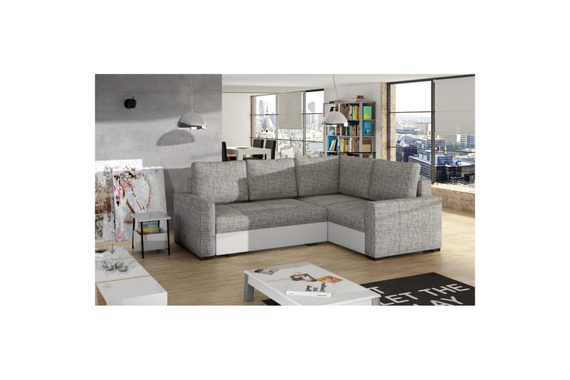 Sektion Eltap Corona 235x162x90 cm - Berlin 01, Soft 17, Grå, Vit, Höger - Möbler - Vardagsrum - Bäddsoffor - Hörnbäddsoffa